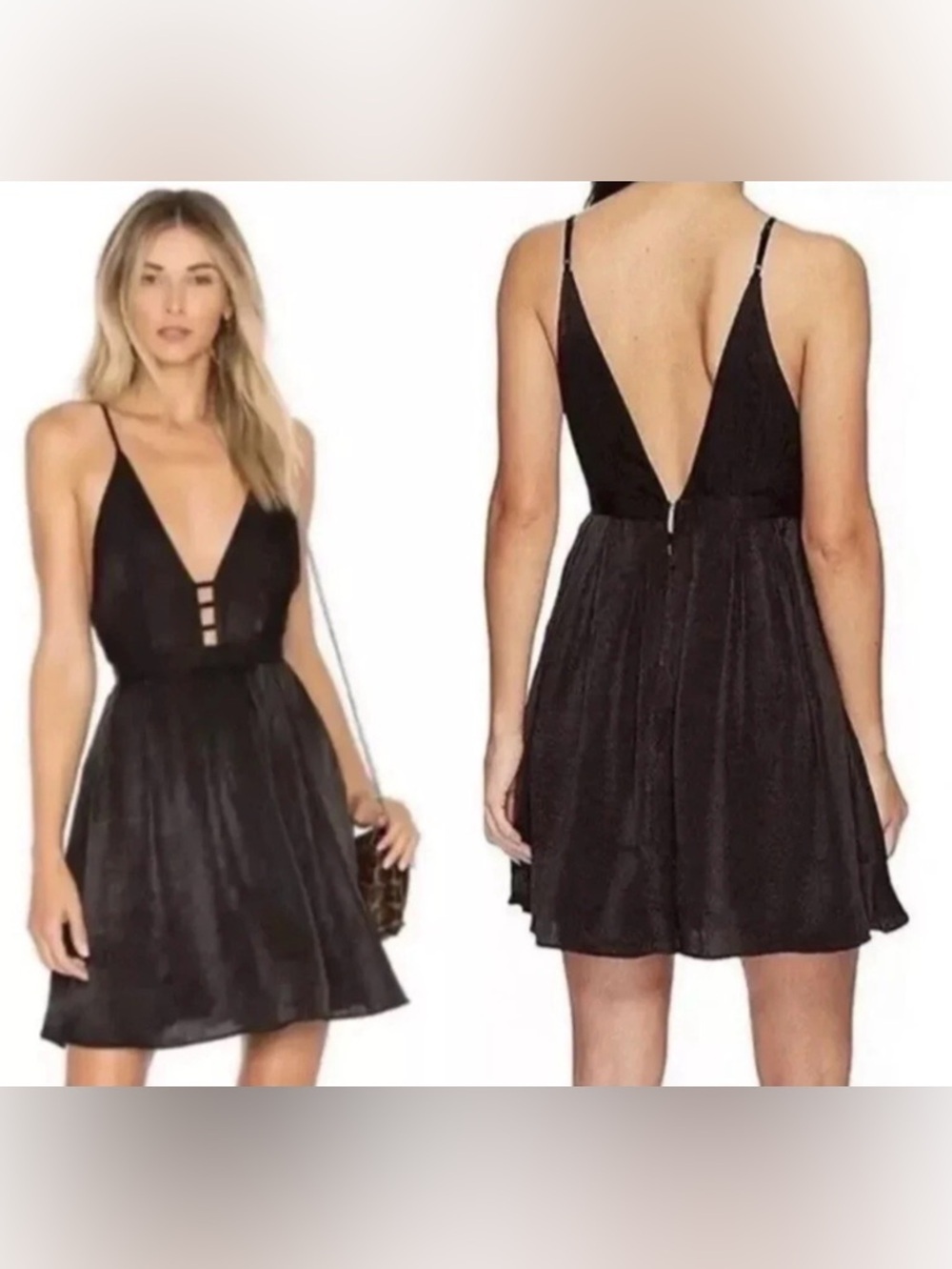 Free People Black Gabby's Party All Night Mini Fit And Flare Dress Women’s Sz 4